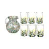 Hand Blown Mexican Drinking Glasses and Pitcher-Set of 6 with Mexican Confetti Design